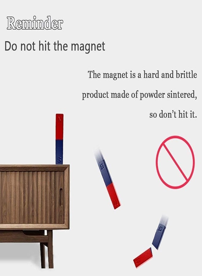 KRYTONE�.Fx 2 pcs Bar Magnet Physics Experiment Tool Red Blue Painted N/S Bar School Magnet Pole Teaching AIDS Educational Toys for Children - Image 4
